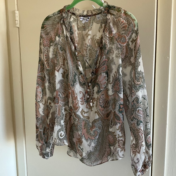 Veronica Beard Antonette Long-Sleeve Paisley Blouse - Picture 2 of 8